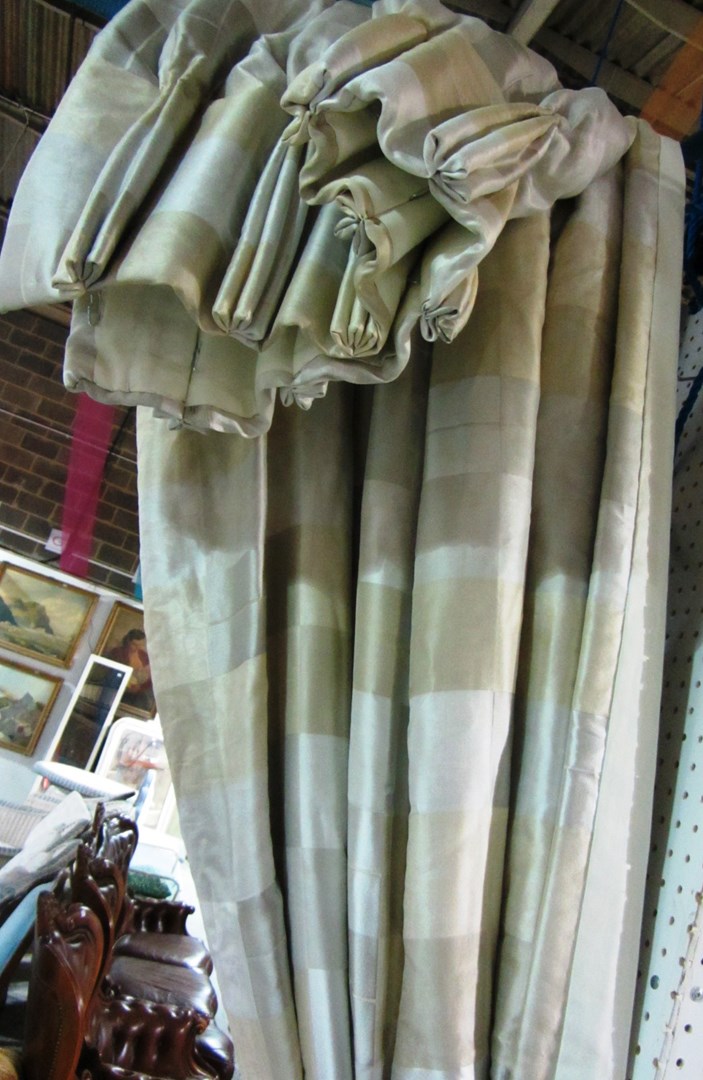 Appraisal: A pair of th century cream and silver curtains