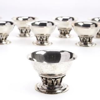 Appraisal: Set Georg Jensen sterling salt cellars Set Georg Jensen sterling