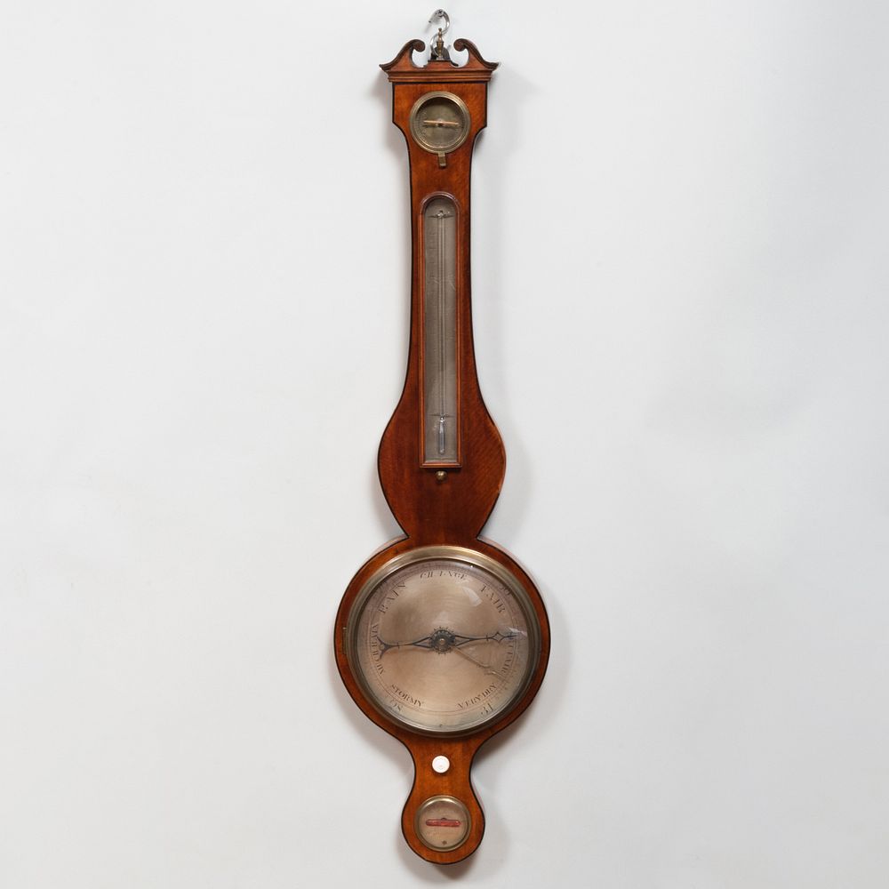 Appraisal: Victorian Mahogany Wheel Barometer x in Condition With replaced composite