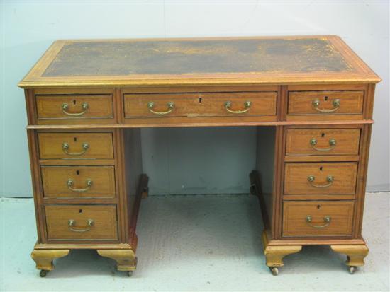 Appraisal: th century mahogany and boxwood and ebony strung crossbanded desk