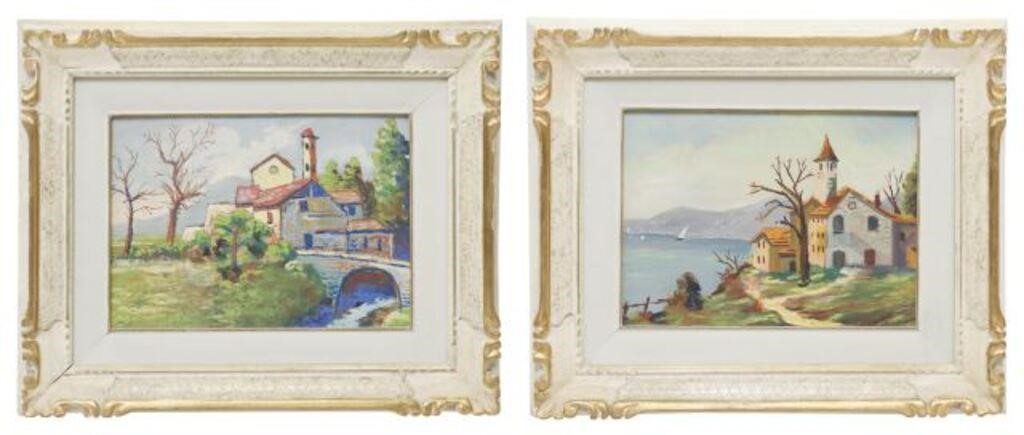 Appraisal: ITALIAN PAINTED PARCEL GILT WOOD FRAMES pair Italian painted and