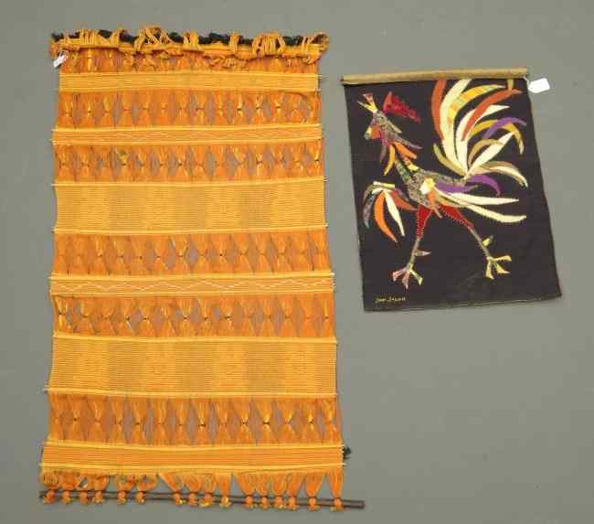 Appraisal: Lot two textile wall hangings one signed ''Jean Joseph''