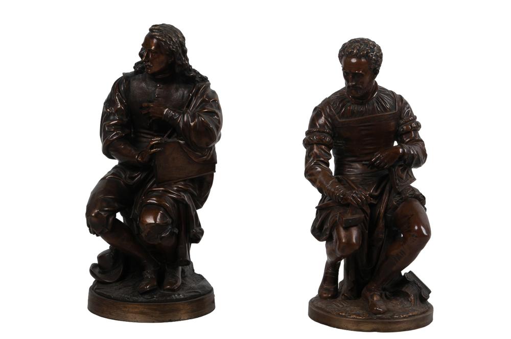 Appraisal: AFTER JEAN JULES SALMSON MICHAELANGELO VAN DYCK bronze with brown