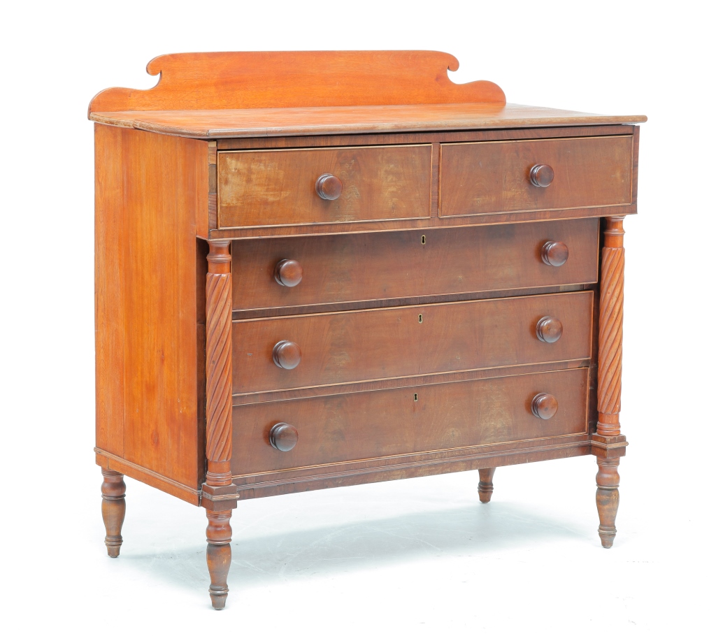 Appraisal: AMERICAN SHERATON CHEST Second quarter th century birch with pine