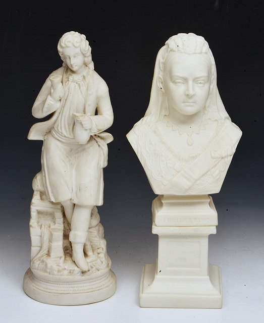 Appraisal: A PARIANWARE TYPE JUBILEE BUST of Queen Victoria on pedestal