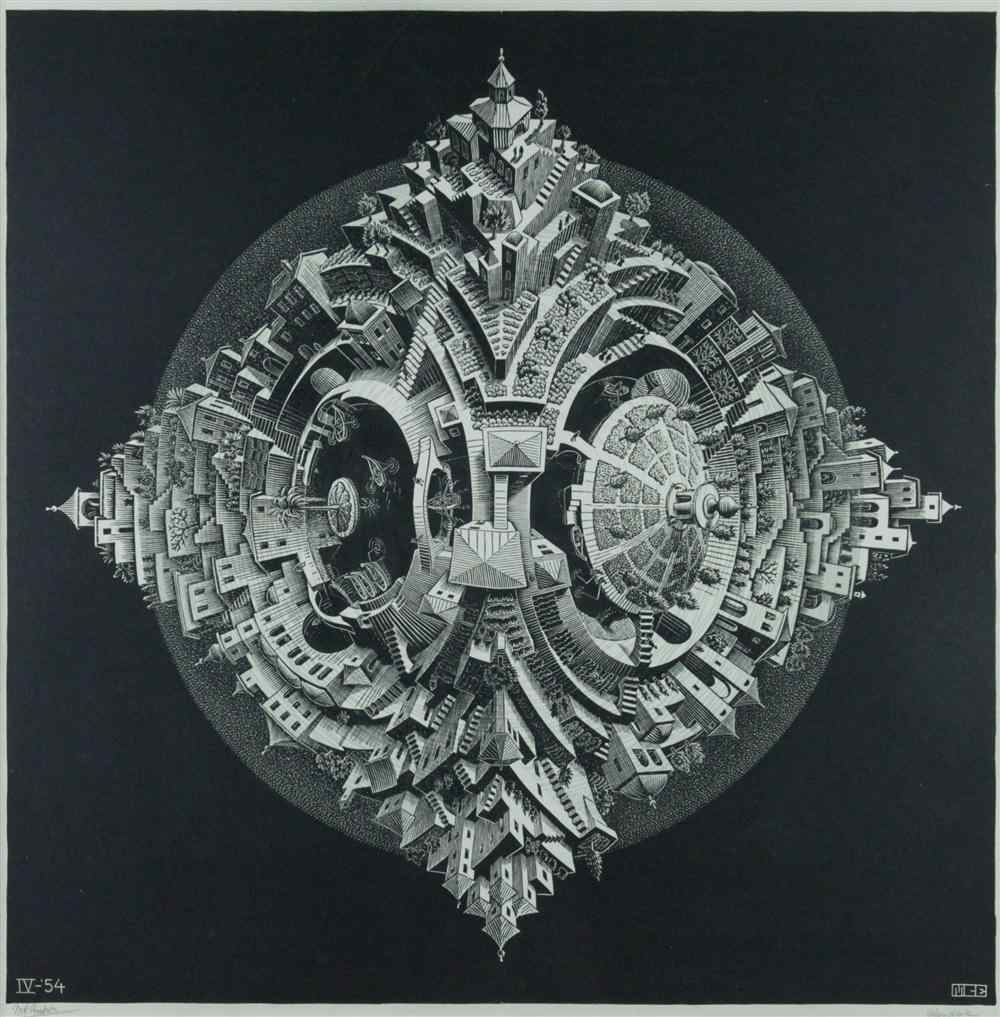 Appraisal: M C ESCHER MAURITS CORNELIS ESCHER DUTCH - TETRAHEDRAL PLANETOID