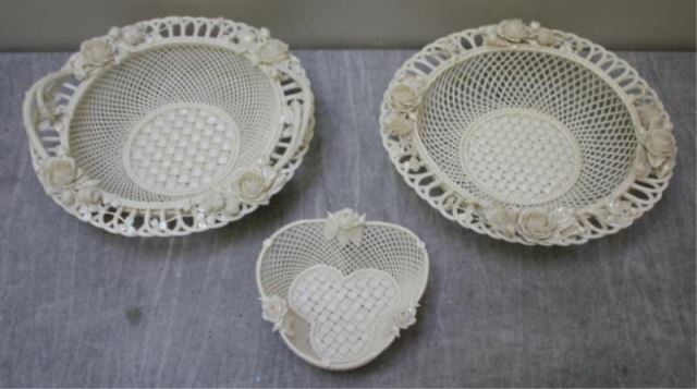 Appraisal: Strand Belleek Lot Includes an intricate basket with tree branch