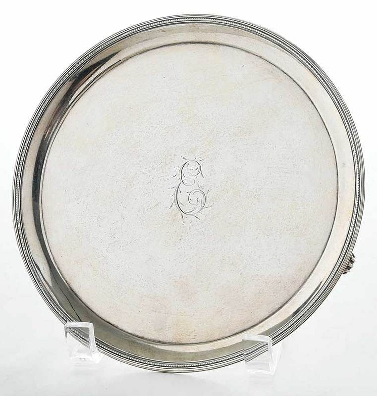 Appraisal: George III English Silver Tray London round with bead border