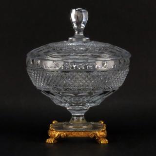 Appraisal: Antique French Cut Crystal and Gilt Bronze Covered Centerpiece Pedestal