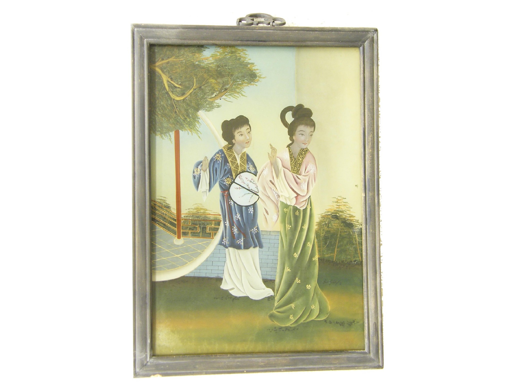 Appraisal: Chinese School - reverse glass picture of two figures in