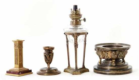 Appraisal: Collection French oil lamp candlestick urn and centerpiece late th