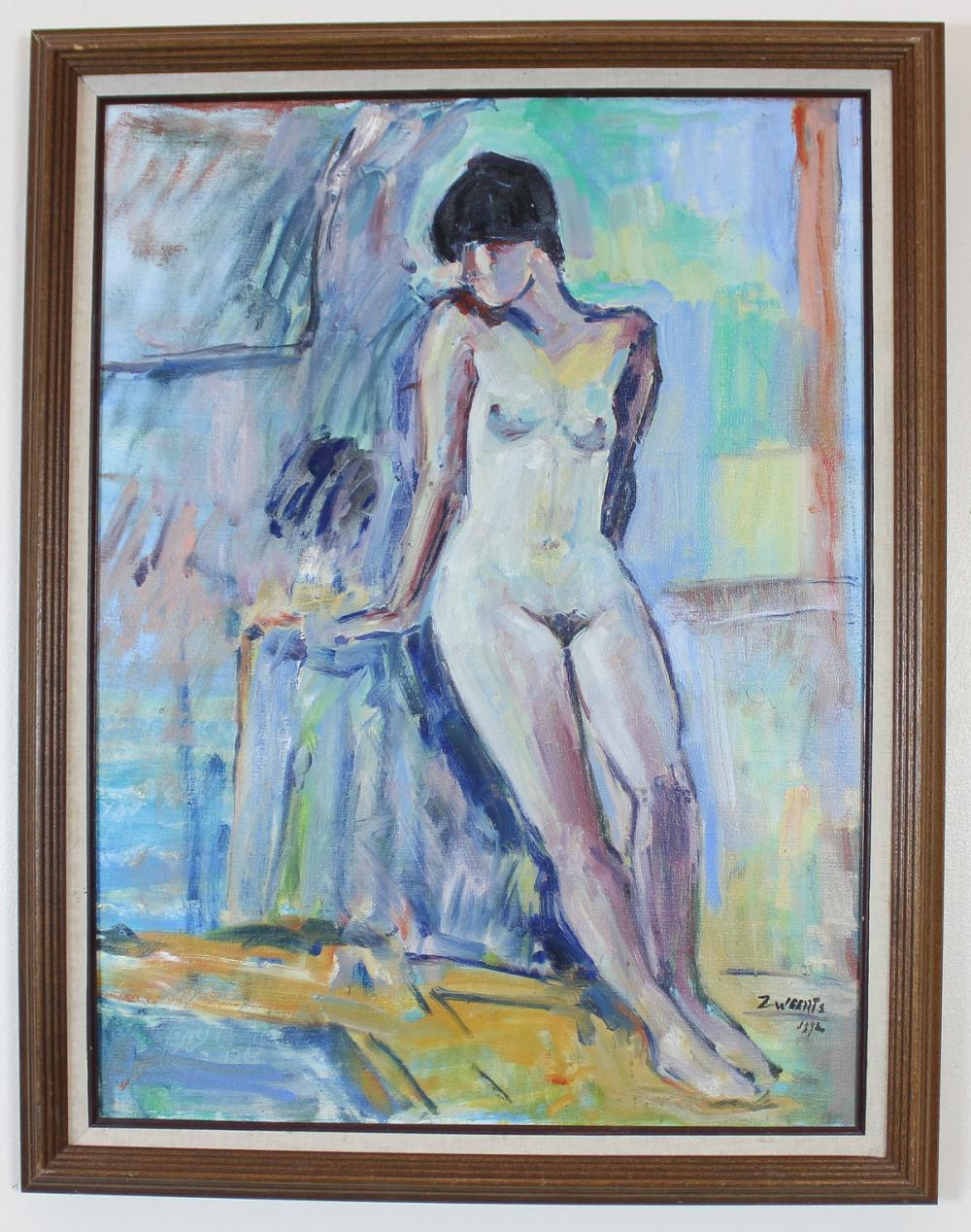 Appraisal: ARNOLD ZWEERTS Illinois Netherlands born oil on canvas nude leaning