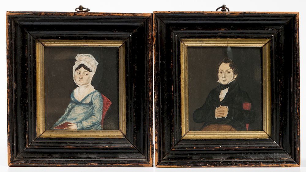 Appraisal: British School th Century Pair of Miniature Portraits of a