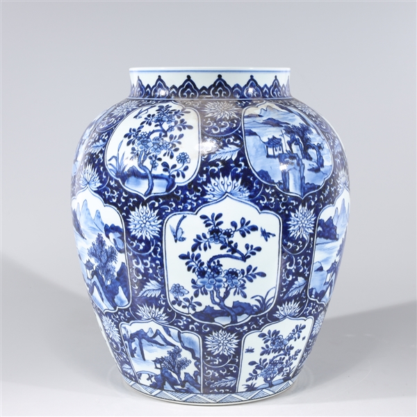 Appraisal: Large Chinese blue and white porcelain vase with flowers and