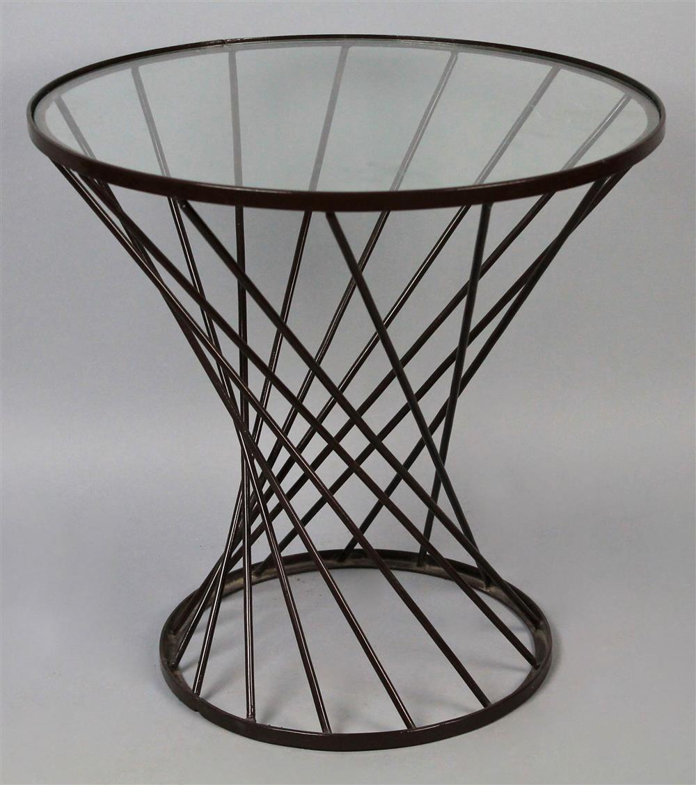 Appraisal: CONTEMPORARY WARREN PLATNER-STYLE SIDE TABLE WITH GLASS TOP molded top