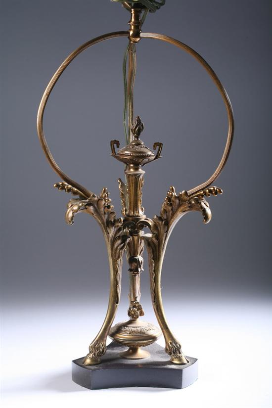 Appraisal: NEO-CLASSICAL STYLE GILT-METAL TABLE LAMP th century Tripartite base of