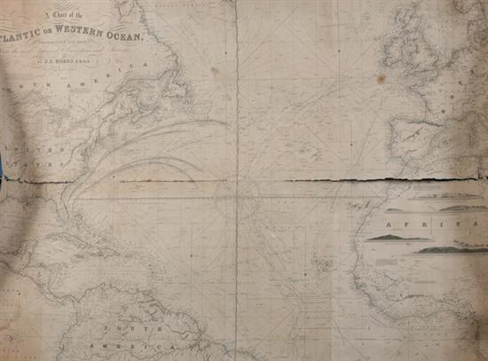 Appraisal: SEA CHART OF THE ATLANTIC OR WESTERN OCEAN Constructed and