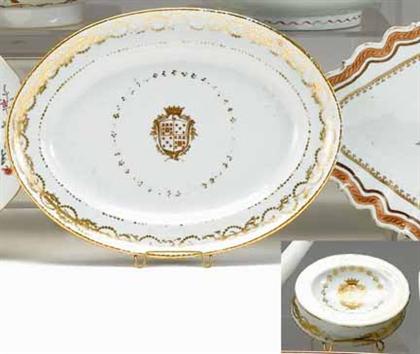 Appraisal: Chinese export porcelain armorial platter and trencher salt late th