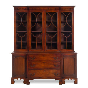 Appraisal: A George III Style Mahogany Breakfront Bookcase Late th Century