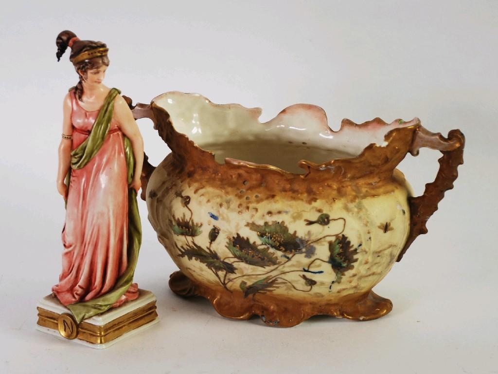 Appraisal: LATE NINETEENTH CENTURY TURN WIEN AUSTRIAN BLUSH PORCELAIN TWO HANDLED