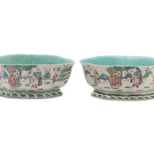 Appraisal: A Pair of Chinese Famille Rose Flori-form Stem Bowls each