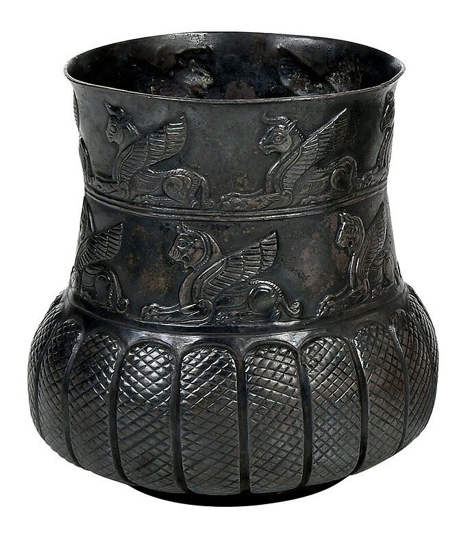 Appraisal: An Achaemenid Style Silver Beaker silver tests or better cylindrical