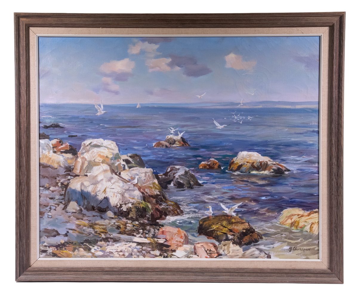 Appraisal: GEORGE CHEREPOV CT VT RUSSIA - Rocky Coast with Gulls