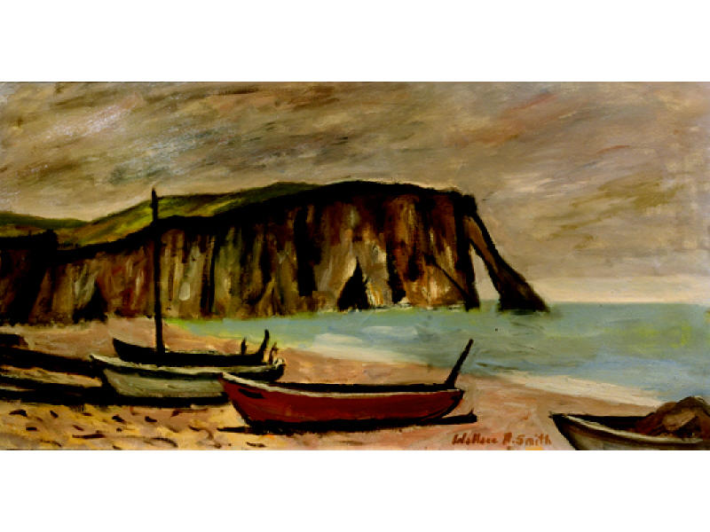 Appraisal: WALLACE HERNDON SMITH AMERICAN - Boats on shore with cliffs