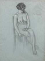 Appraisal: Wilma Bowers American ca Untitled Seated Nude Charcoal on paper