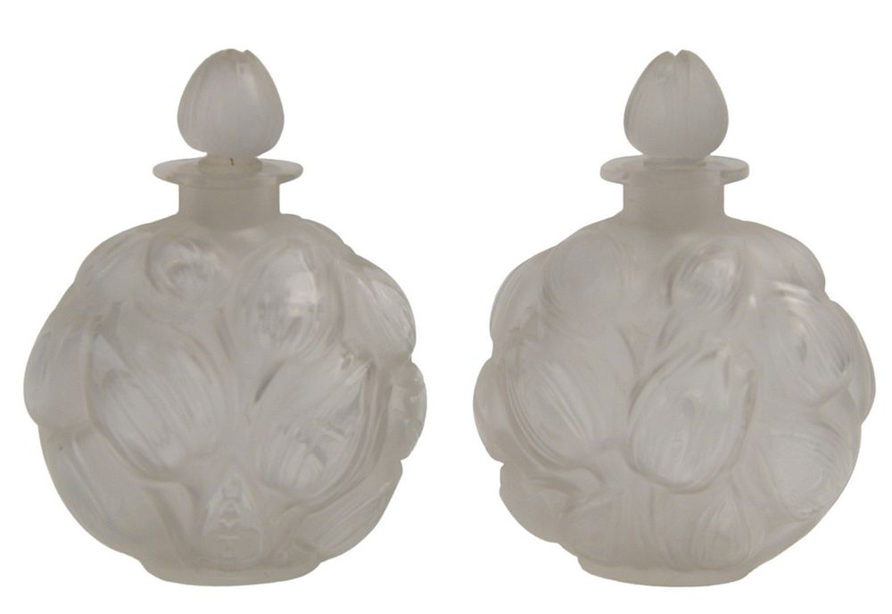 Appraisal: Pair of Rene Lalique Jaytho Art Glass Perfumes designed by