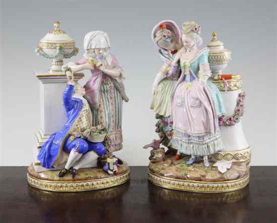 Appraisal: A pair of Meissen porcelain groups 'The Secret' and 'Lovers