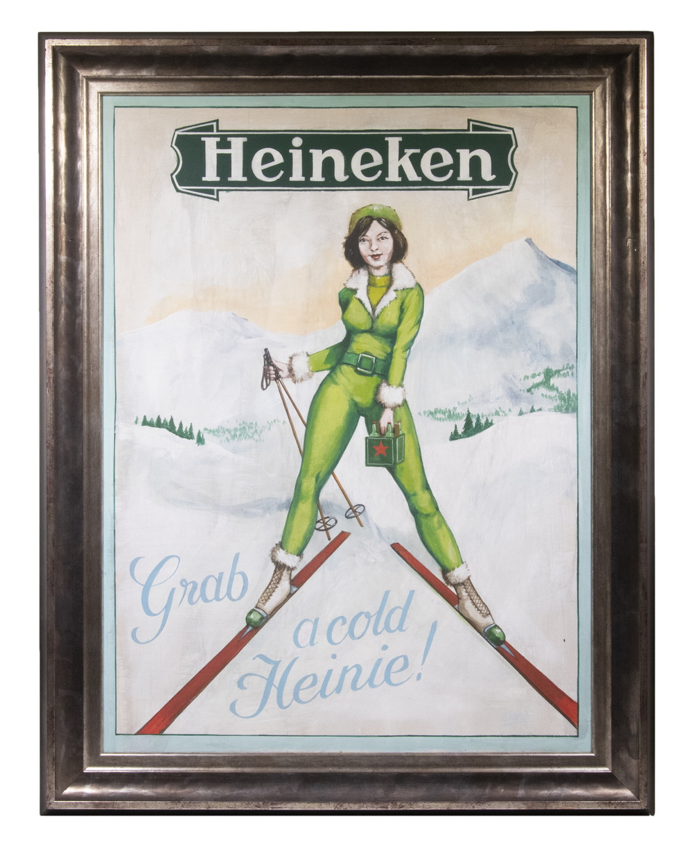 Appraisal: HEINEKEN BEER ADVERTISING SIGN Heineken Grab a Cold Heinie featuring