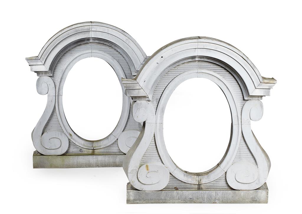 Appraisal: PAIR OF ARCHITECTURAL ZINC BAROQUE STYLE PEDIMENTS TH CENTURY of