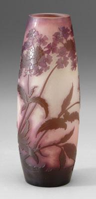 Appraisal: Galle cameo glass vase lavender and deep green floral decoration