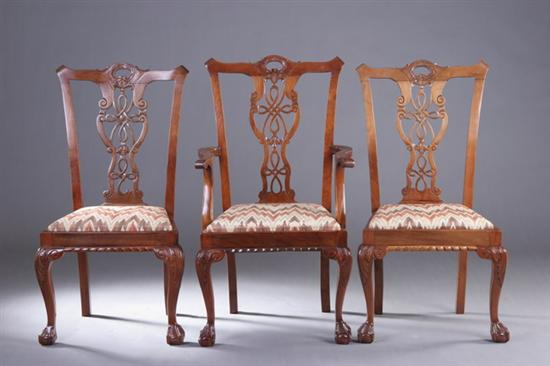 Appraisal: SET SIX CENTENNIAL CHIPPENDALE STYLE DINING CHAIRS early th century