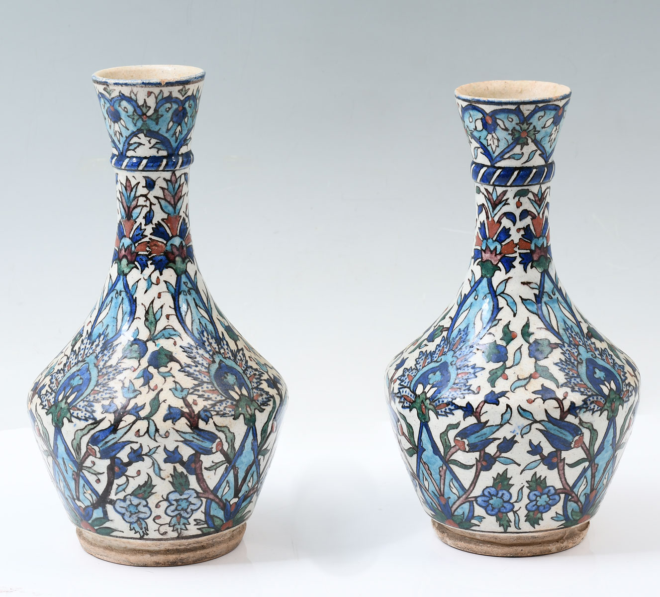 Appraisal: PAIR OF LATE TH CENTURY TURKISH IZNIK VASES Pair of