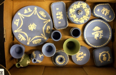 Appraisal: A collection of Wedgwood green and blue Jasperware to include