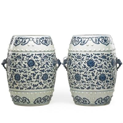 Appraisal: PAIR OF CHINESE BLUE AND WHITE PORCELAIN GARDEN Condition Report