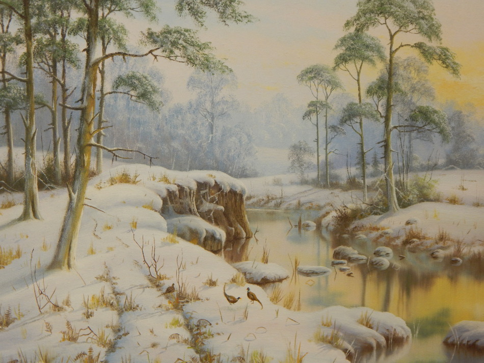 Appraisal: Martin Spencer Coleman b Winter river scene oil on canvas