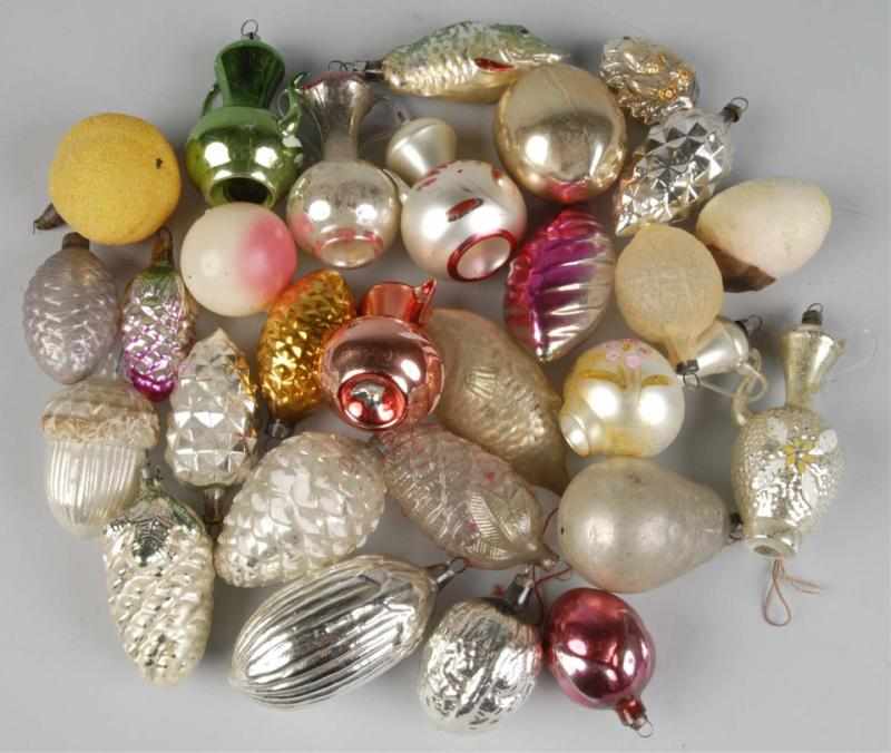 Appraisal: Lot of Figural Glass Christmas Ornaments Description Includes pine cones