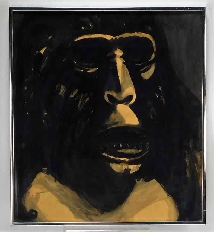 Appraisal: JEFF WATSON MODERNIST ABSTRACT PAINTING OF MONKEY United States Dated