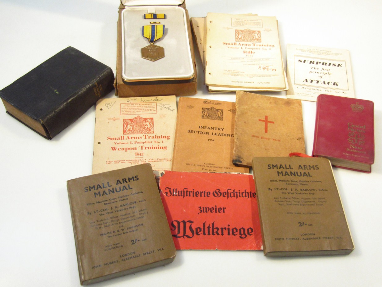 Appraisal: Various war related and other ephemera Bibles small arms manual