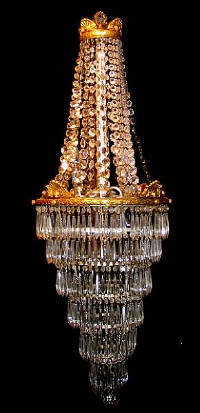 Appraisal: A Neoclassical style gilt bronze and cut glass chandelier height