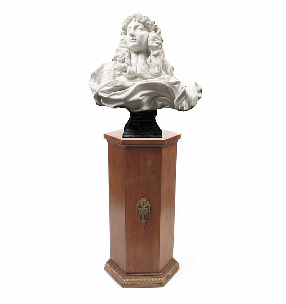 Appraisal: A marble bust of Louis XVI on a wood pedestal