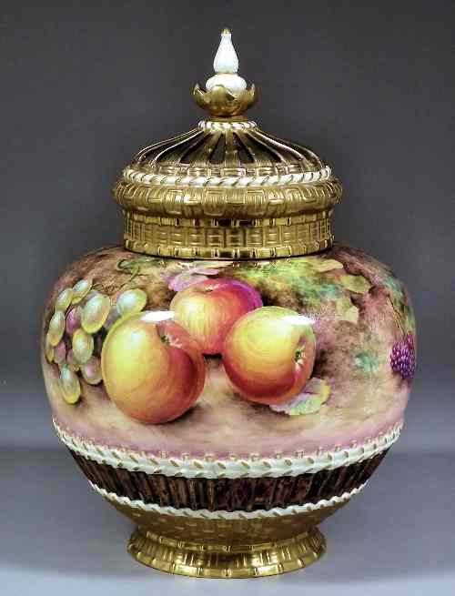 Appraisal: A modern Royal Worcester bone china pot-pourri vase and pierced