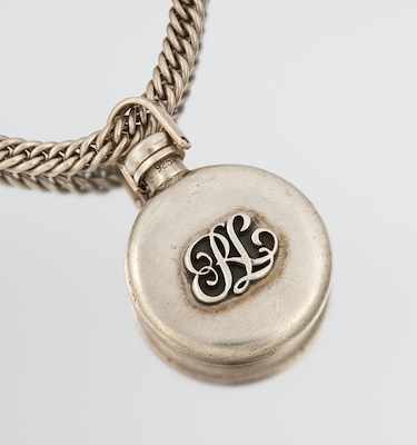 Appraisal: A Monogramed Scent Bottle on a Long Sterling Silver Chain