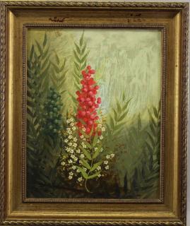 Appraisal: th C Painting of Flowers Oil on Board th C