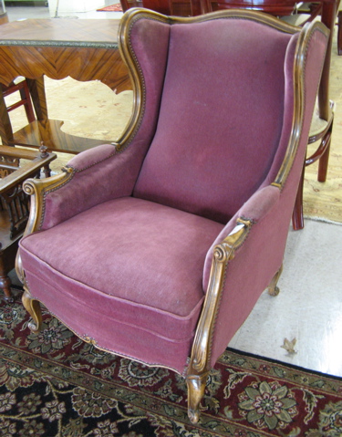 Appraisal: A PAIR OF LOUIS XV STYLE WINGBACK ARMCHAIRS Continental mid