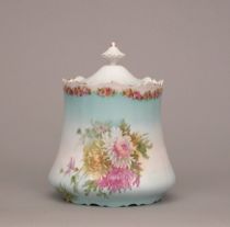 Appraisal: Porcelain Biscuit Jar circa Early th Century Very pretty lidded