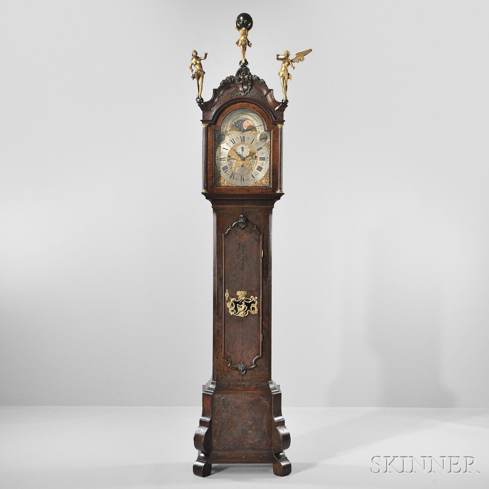 Appraisal: Dutch Mahogany Musical Long Case Clock mid- th century composite